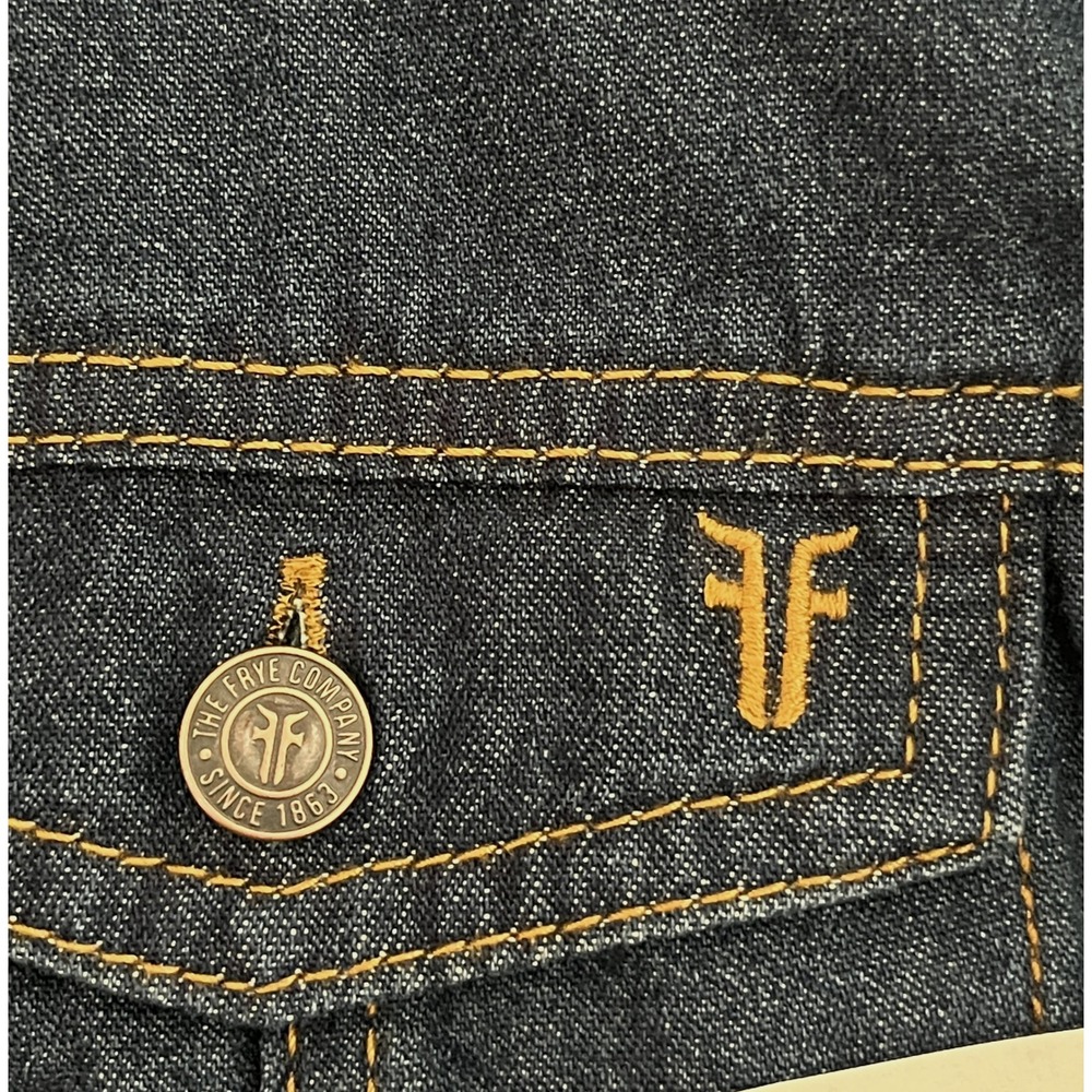 Frye Womens Denim Shirt Dress XL Blue Cotton Button Front Western Workwear - Picture 9 of 9